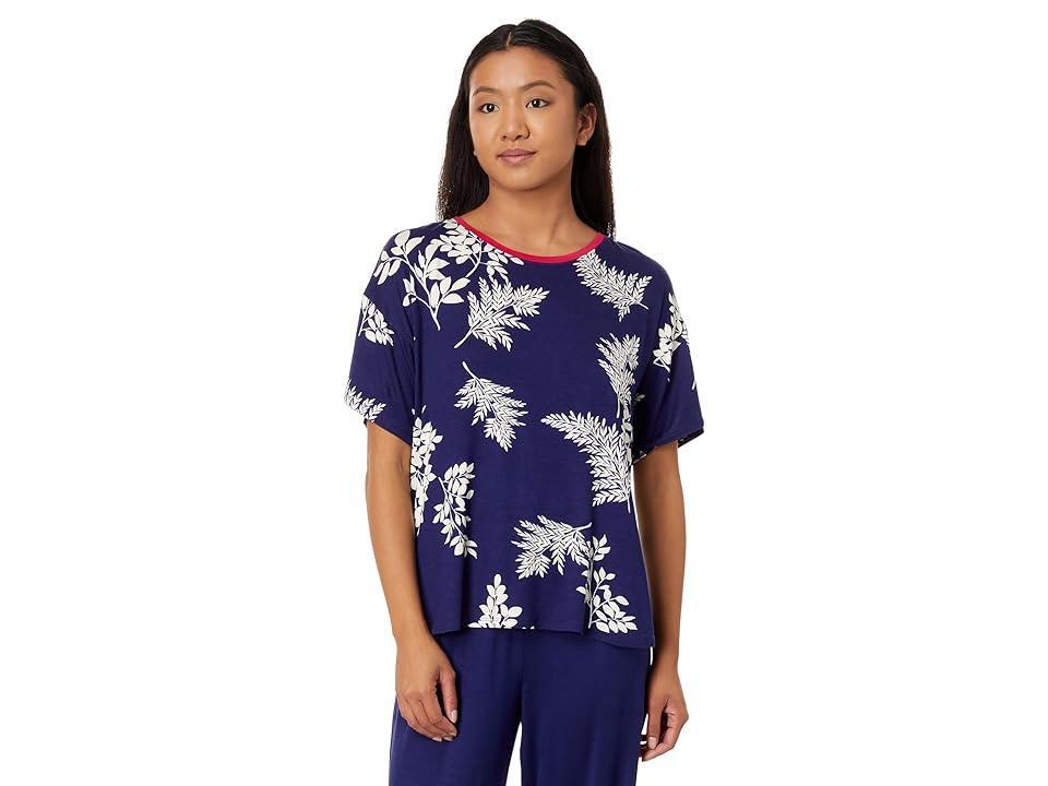 Tommy Bahama Short Sleeve Cropped PJ Set Leaves) Women's Pajama Sets Product Image