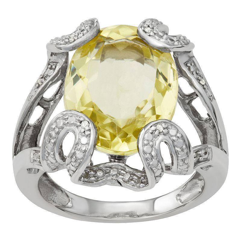 Jewelexcess Sterling Silver Lemon Quartz & Diamond Accent Ring, Womens Product Image