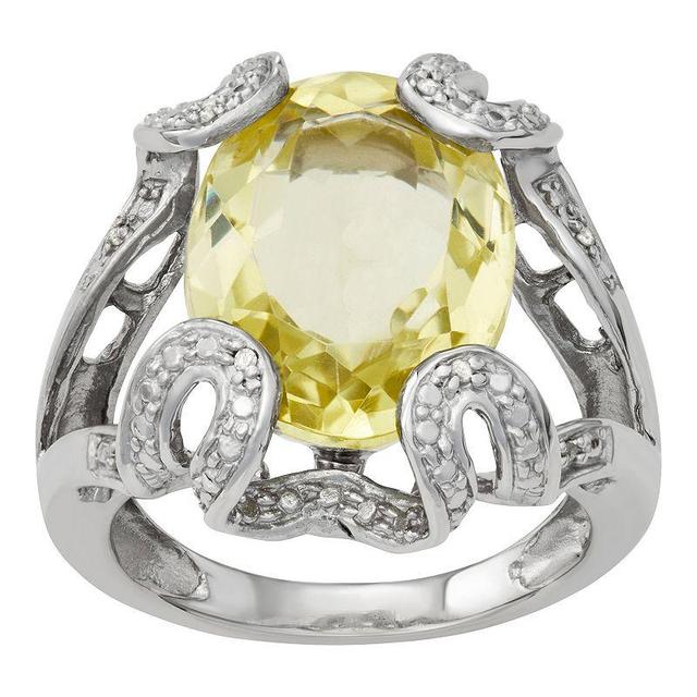 Jewelexcess Sterling Silver Lemon Quartz & Diamond Accent Ring, Womens Product Image