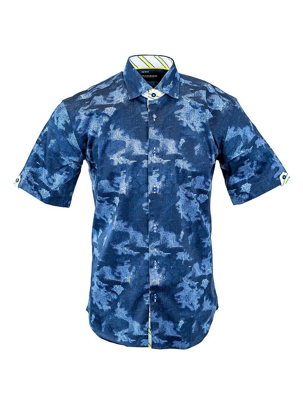 Maceoo Galileo Nightsky Navy Contemporary Fit Short Sleeve Button-Up Shirt Product Image