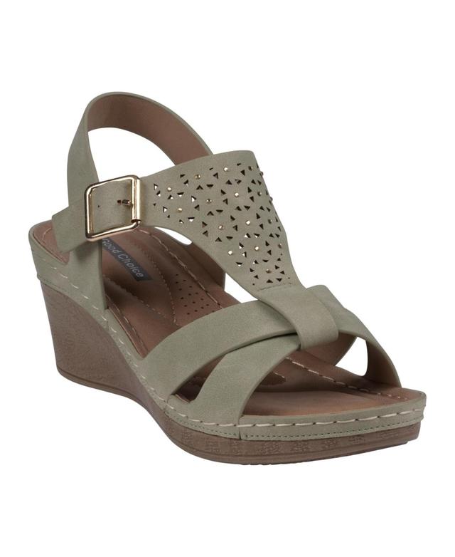 Gc Shoes Womens Cole Embellished T-Strap Slingback Wedge Sandals Product Image