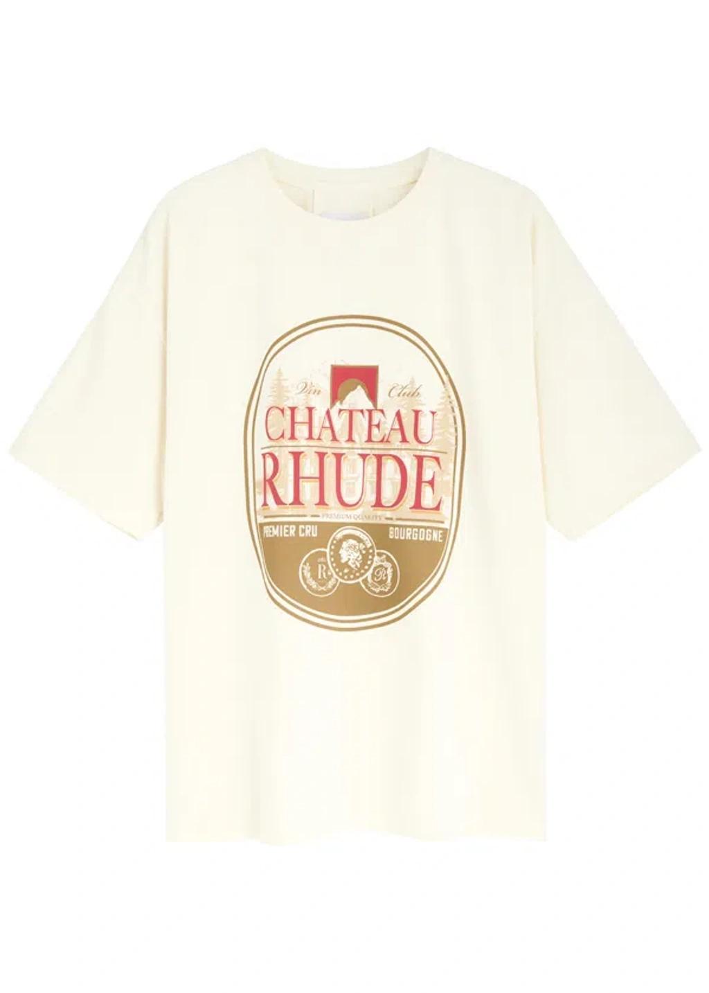 RHUDE Premier Cru Printed Cotton T-shirt In White Product Image