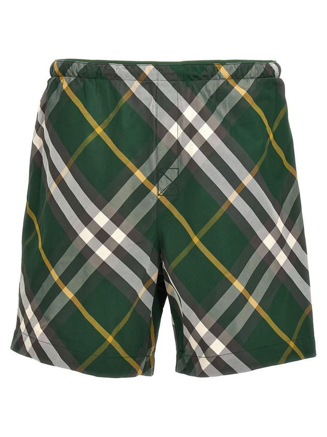 Check Swim Shorts In Green Product Image