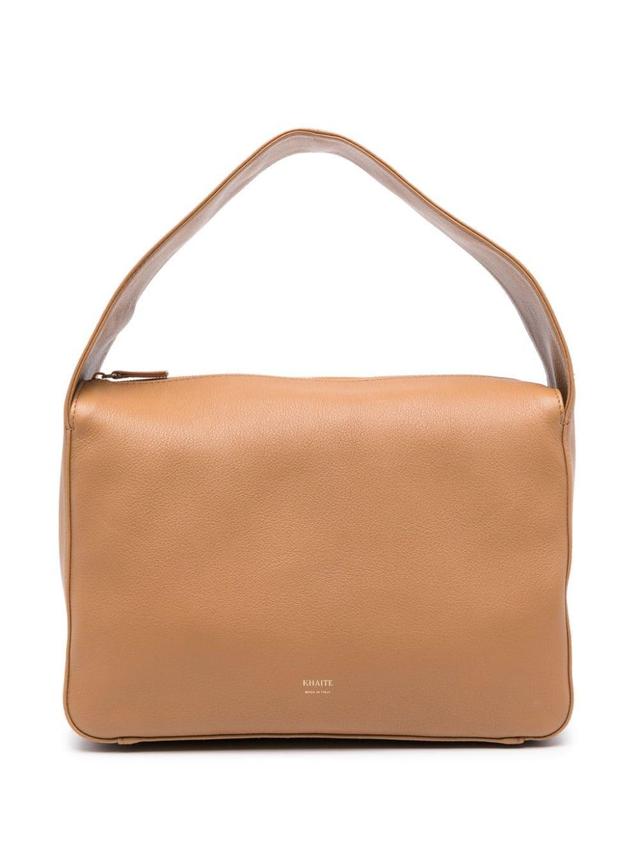 Elena Leather Shoulder Bag In Beige Product Image