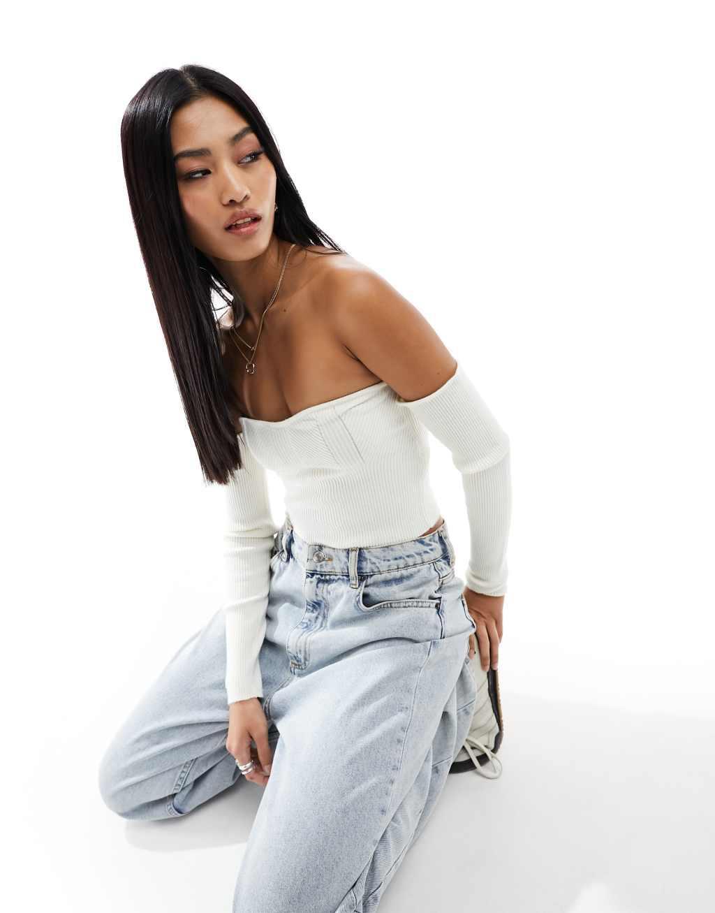 Miss Selfridge removable sleeves bandeau top Product Image