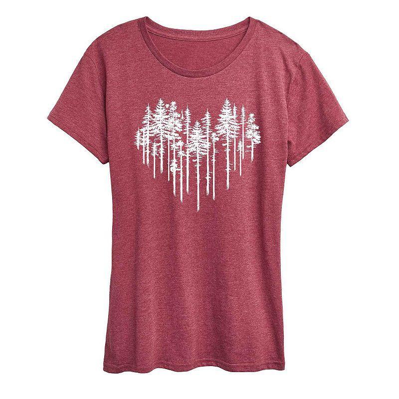 Womens Heart Trees Graphic Tee, Girls Grey Blue Product Image