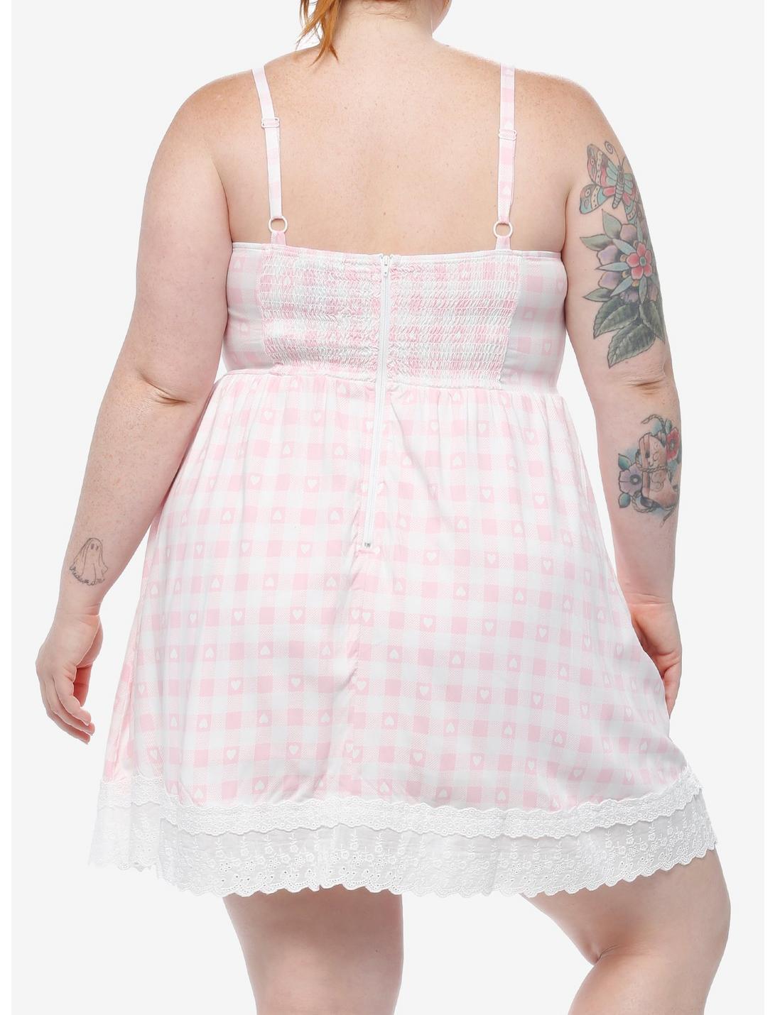 Sweet Society Pink Gingham Heart Dress Plus Size Product Image