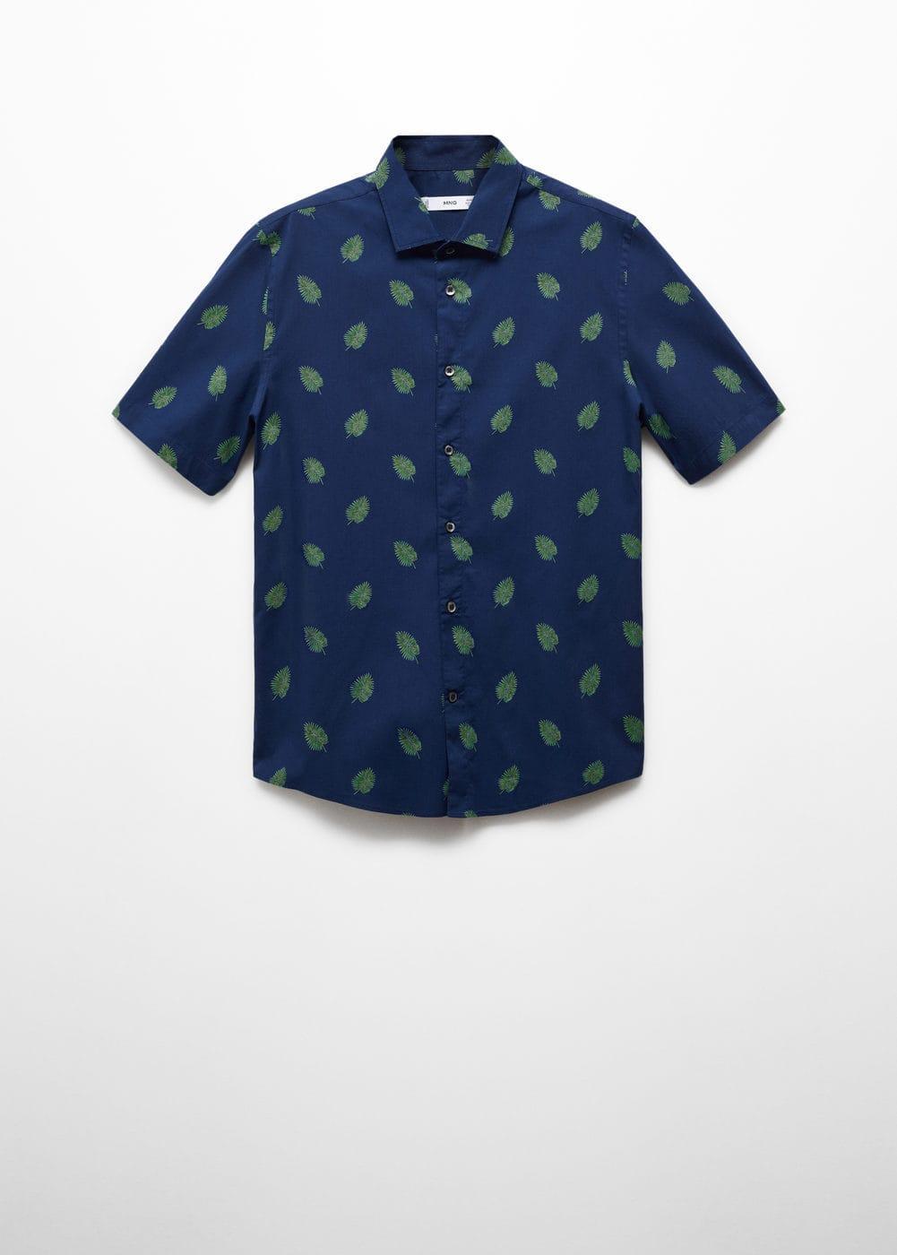 MANGO MAN - 100% cotton printed shirt ink blueMen Product Image