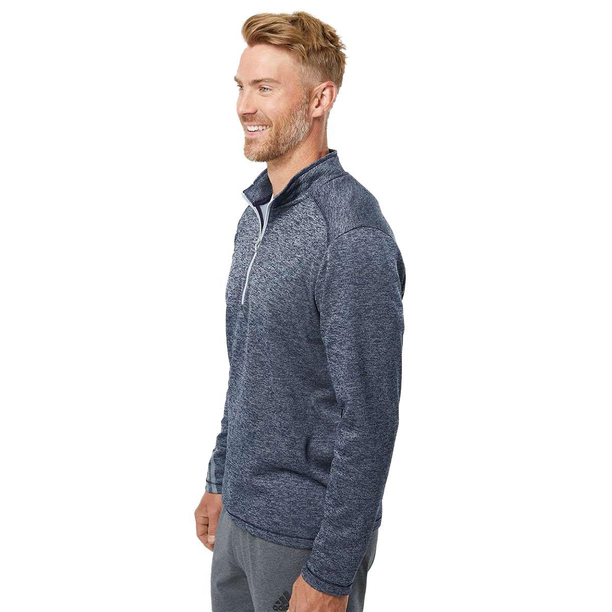 adidas Men's Brushed Terry Heathered Quarter-Zip Pullover Product Image