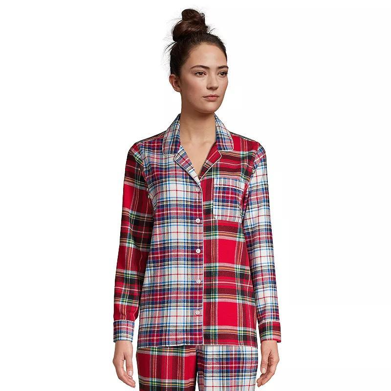 Womens Lands End Long Sleeve Flannel Pajama Top Product Image