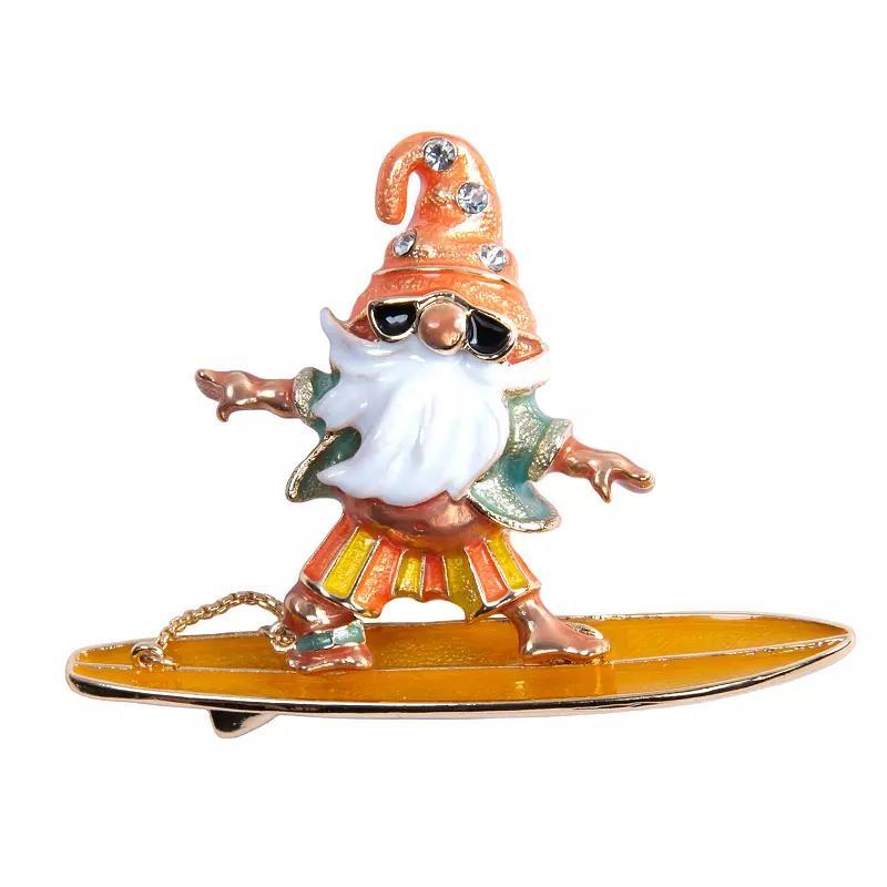 Napier Gold Tone Surfing Gnome Pin, Womens, Multi Product Image