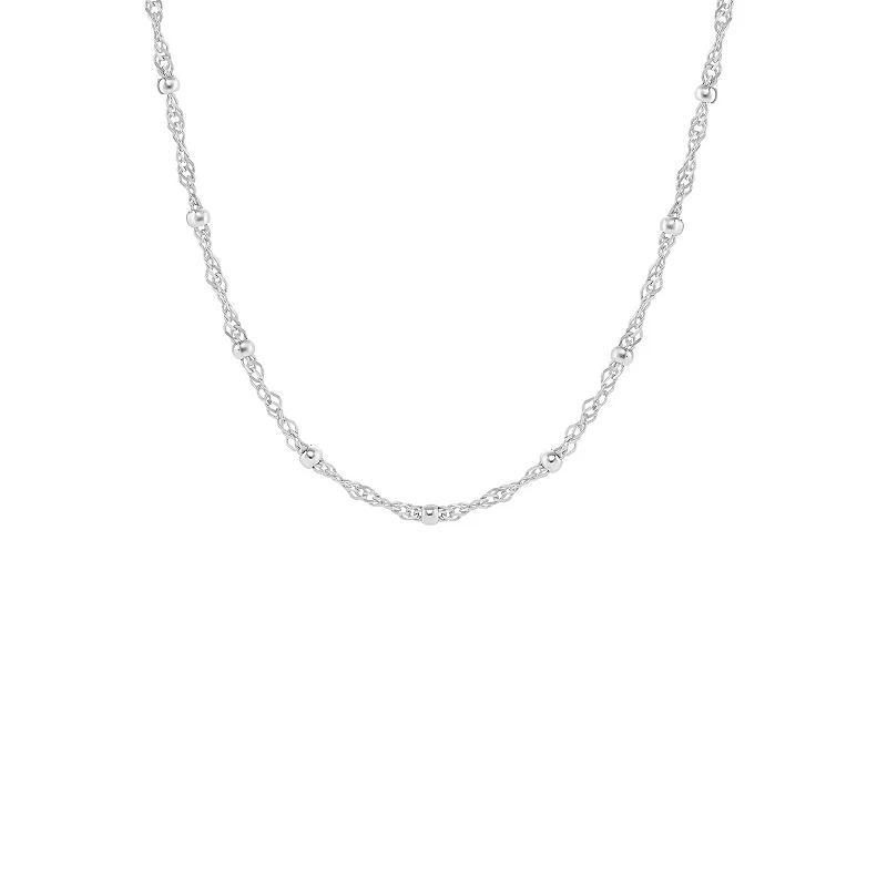 PRIMROSE Fine Silver Plated Polished Beads Station Singapore Chain Necklace, Womens Silver Tone Product Image