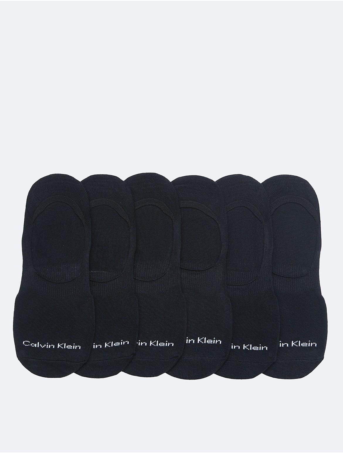 Calvin Klein Mens Flat Knit Logo 6-Pack Liner Socks - Black Product Image