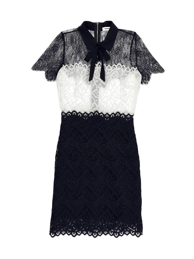 Sandro Rozen Two-Tone Lace Mini Dress Product Image