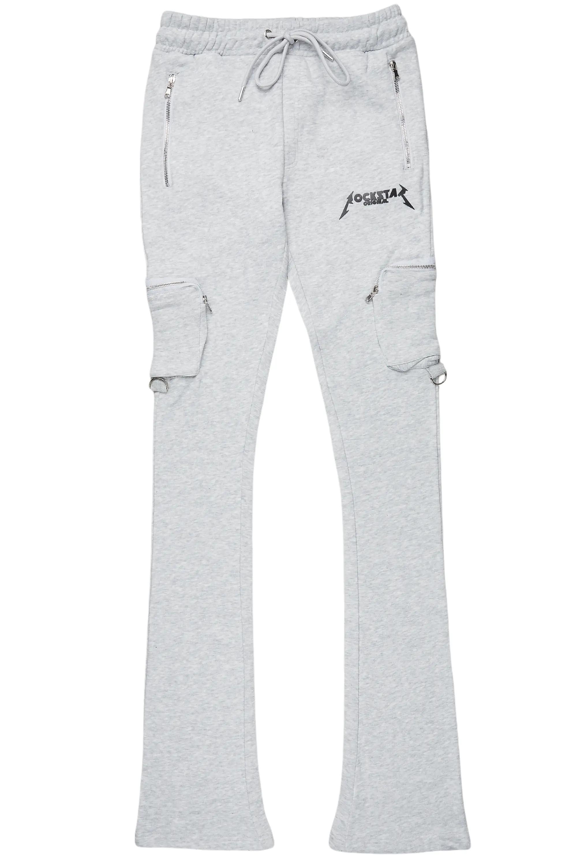 Colin Heather Grey Stacked Flare Trackpant Male Product Image