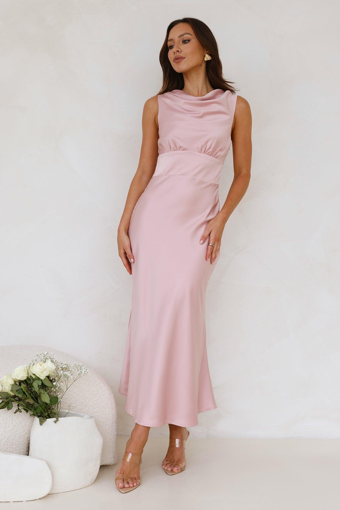 Together As One Satin Maxi Dress Pink Product Image