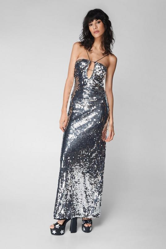 Cut Out Detail Sequin Maxi Dress Product Image