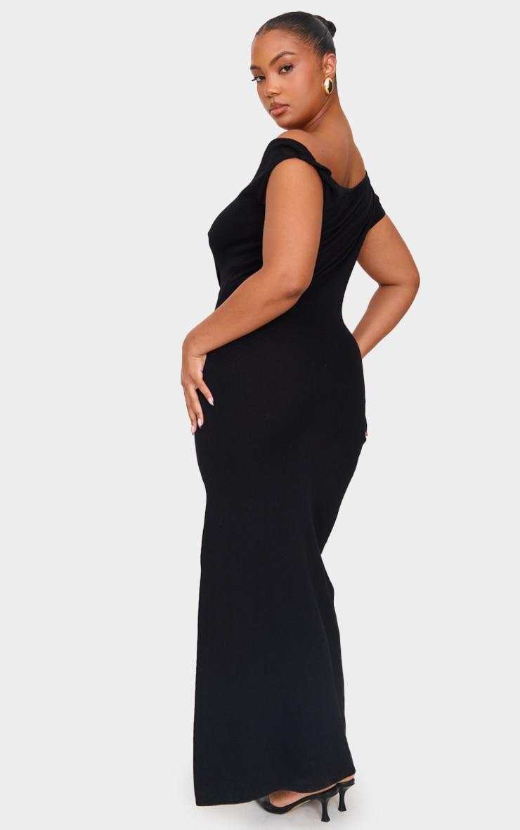 Plus Black Fine Knit Maxi Dress Product Image