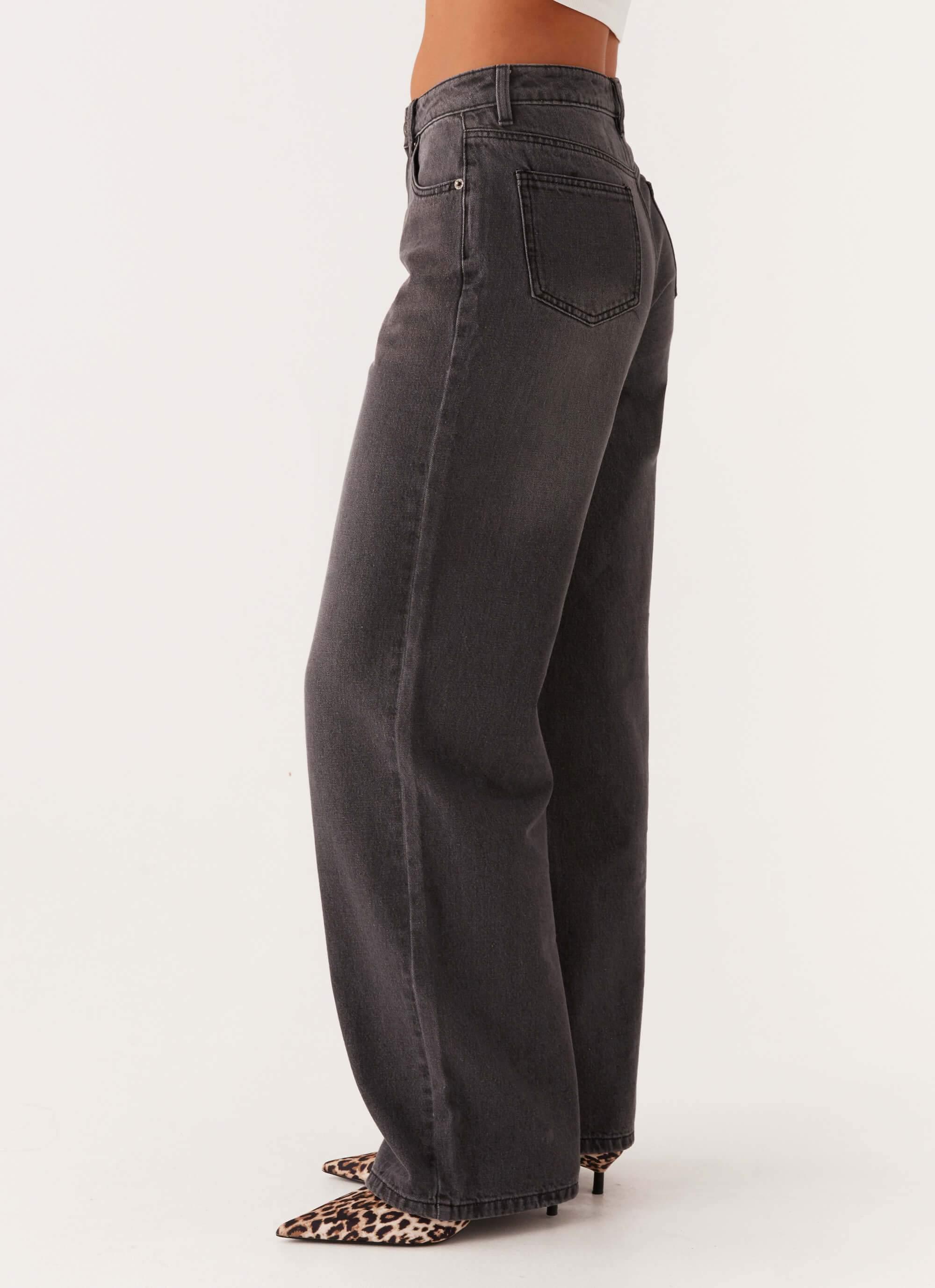 Keanna Low Rise Denim Jeans - Charcoal Product Image