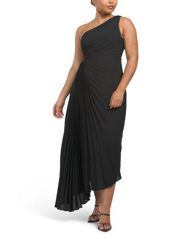 One Shoulder Pleated Maxi Dress for Women Product Image