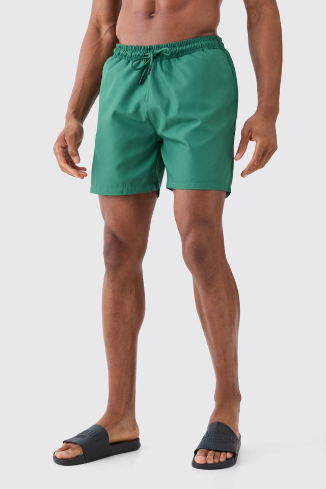 Mid Length Ripstop Swim Trunks | boohooMAN USA Product Image