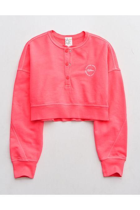 OFFLINE By Aerie Throwback Snap Fleece Crewneck Sweatshirt Women's Product Image