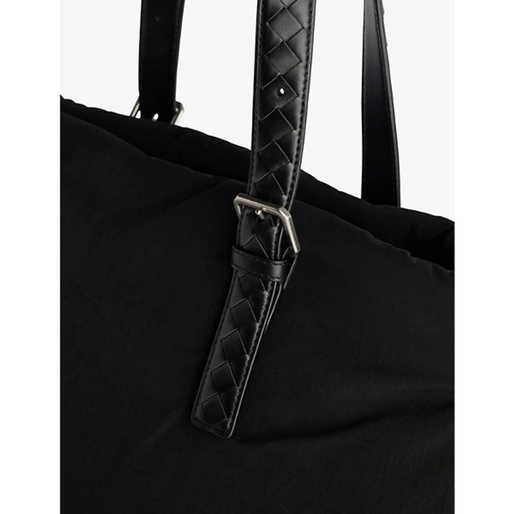 BOTTEGA VENETA Black-silver Logo-patch Faux-leather Tote Bag Product Image