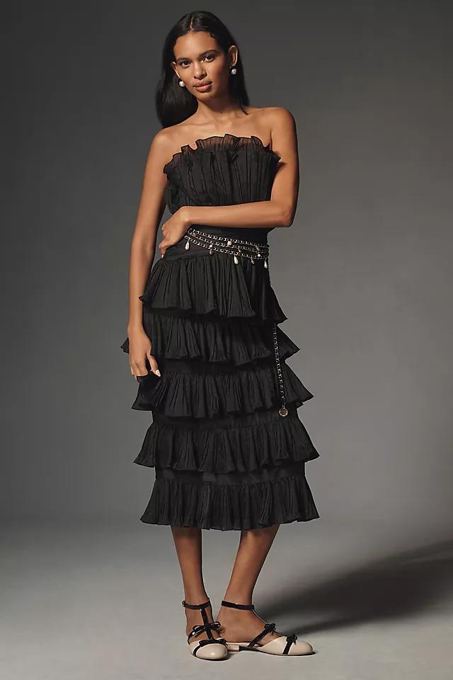 Elliatt Maya Strapless Ruffle Midi Dress Product Image