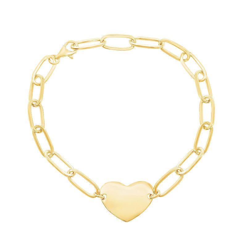 Argento Bella Heart Paperclip Chain Bracelet, Womens Sterling Product Image