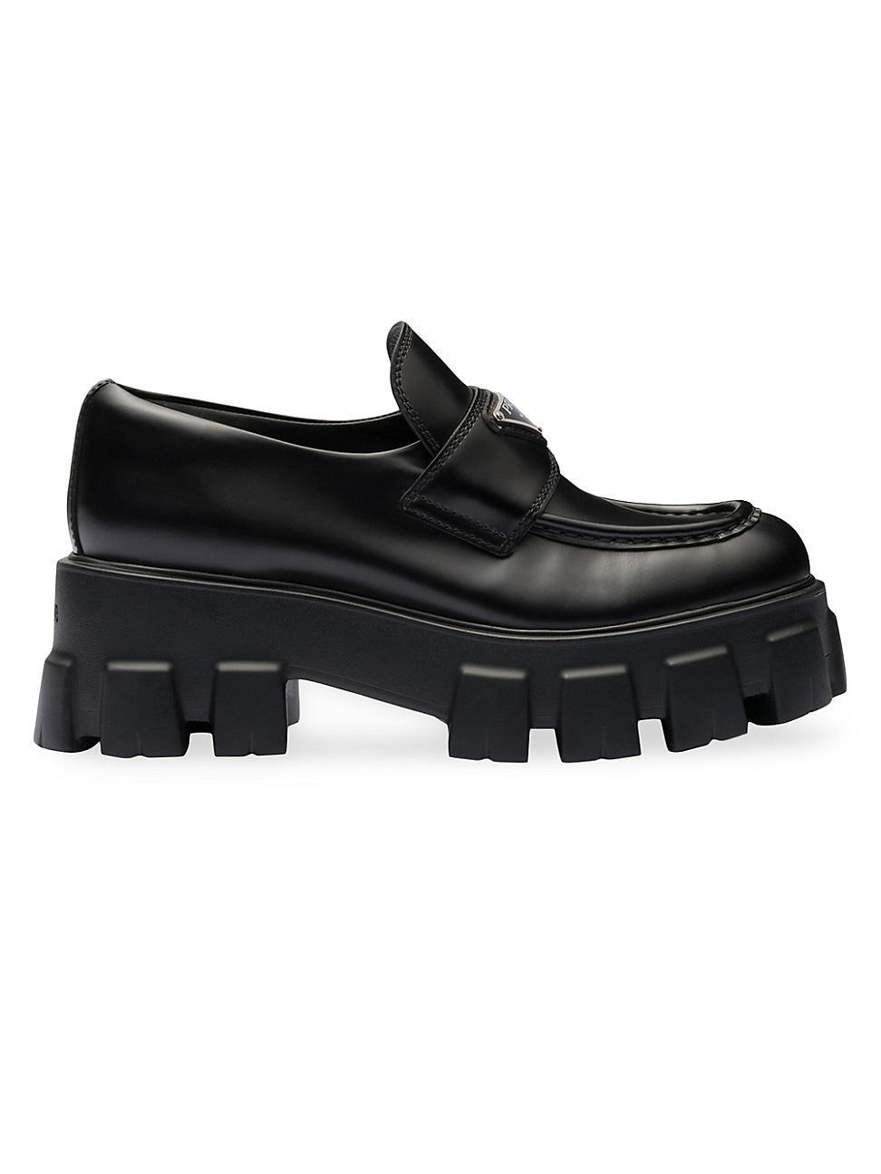 Womens Brushed Leather Monolith Loafers product image