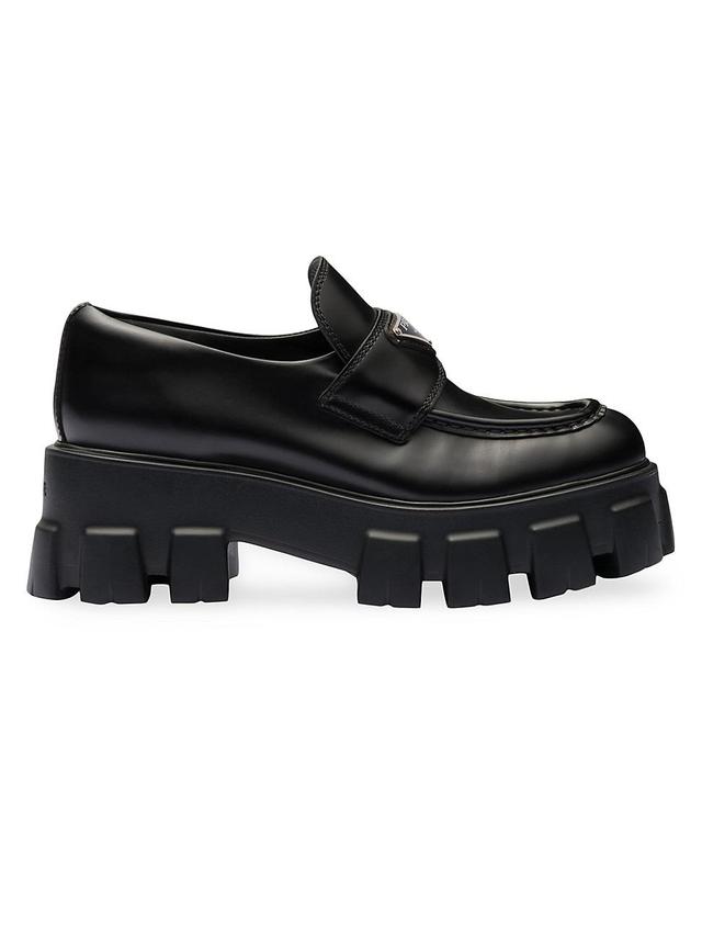 Womens Brushed Leather Monolith Loafers Product Image