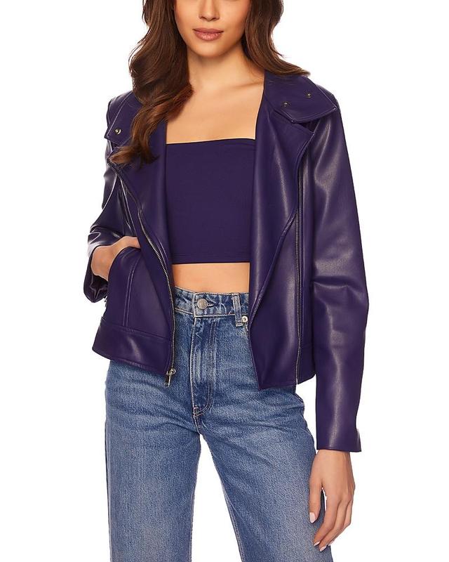 Womens Faux Leather Moto Jacket Product Image