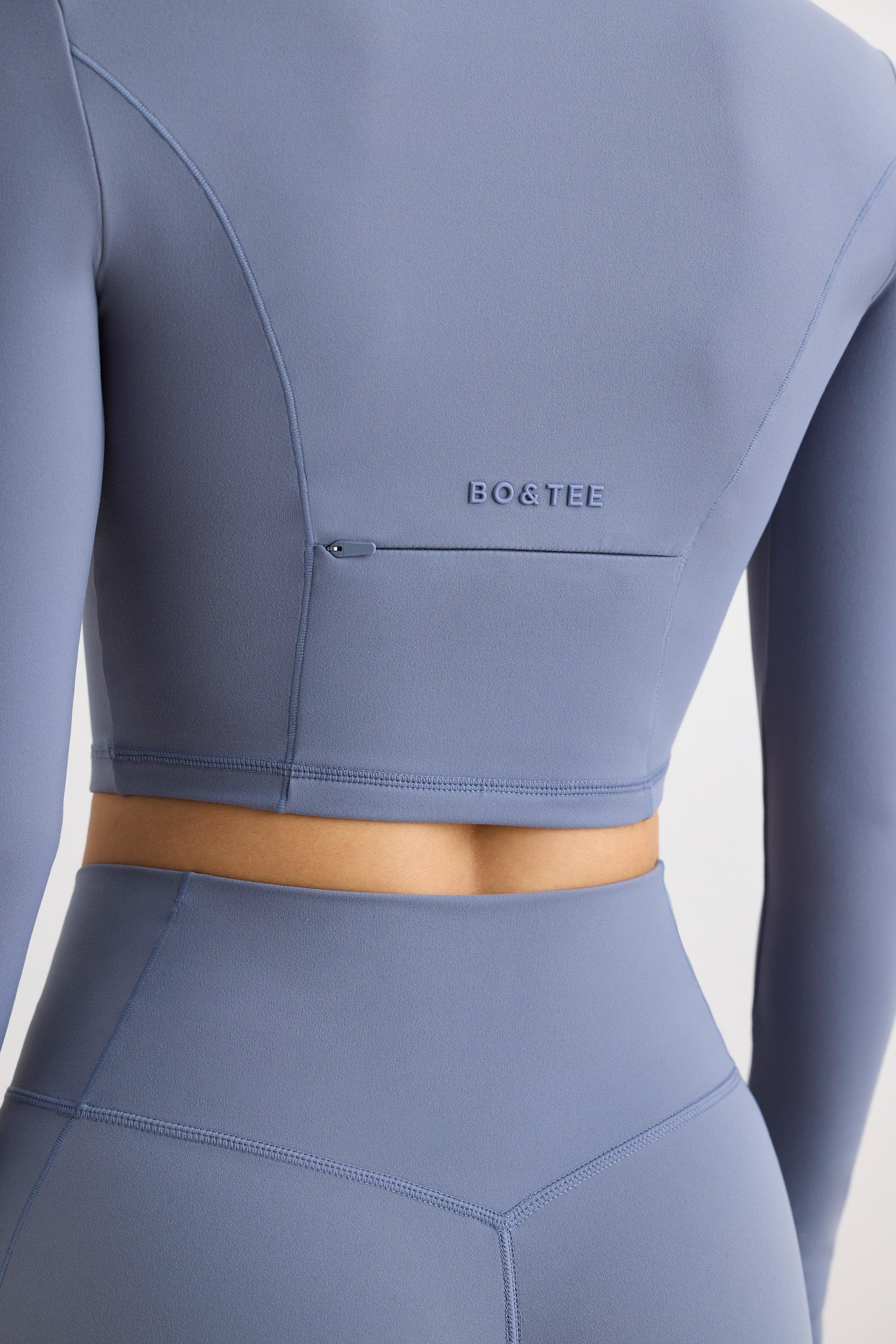 Soft Active Half Zip Crop Top in Slate Grey Female Product Image