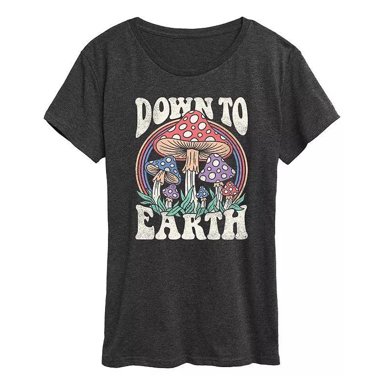 Womens Down To Earth Mushrooms Graphic Tee, Girls Blue Product Image