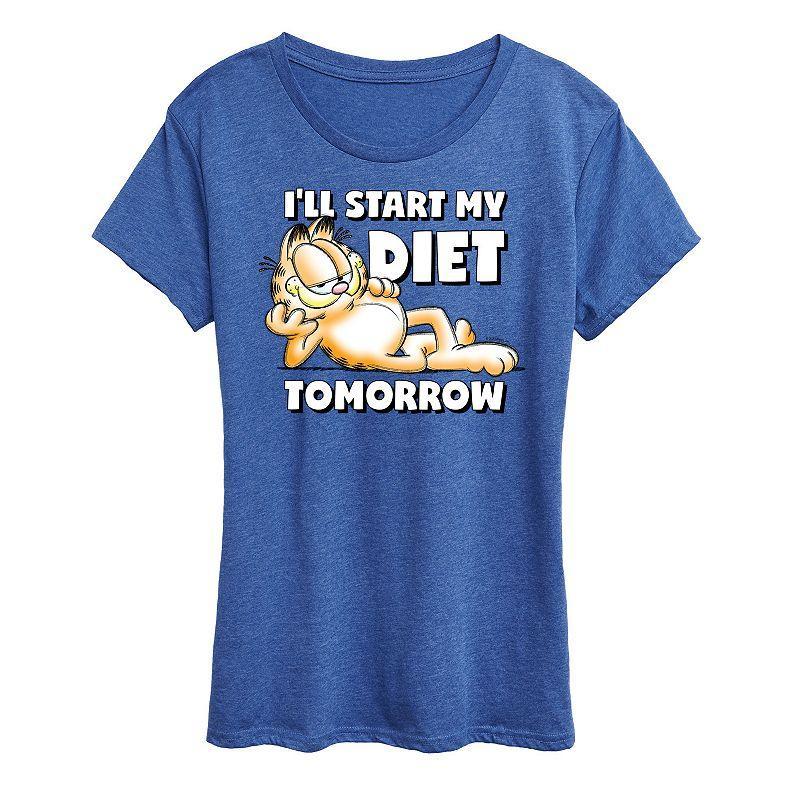 Womens Garfield Diet Tomorrow Graphic Tee, Girls Grey Gray Product Image