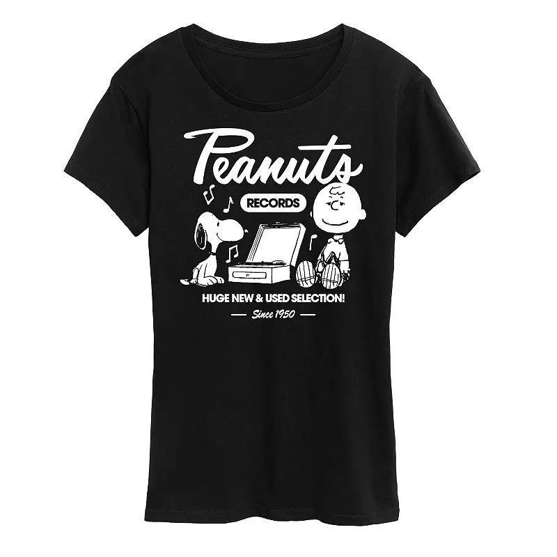 Womens Peanuts Snoopy & Charlie Brown Records Graphic Tee Blue Product Image