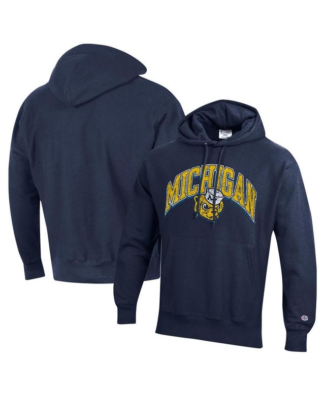 Mens Champion Michigan Wolverines Vault Late Night Reverse Weave Pullover Hoodie Blue Product Image