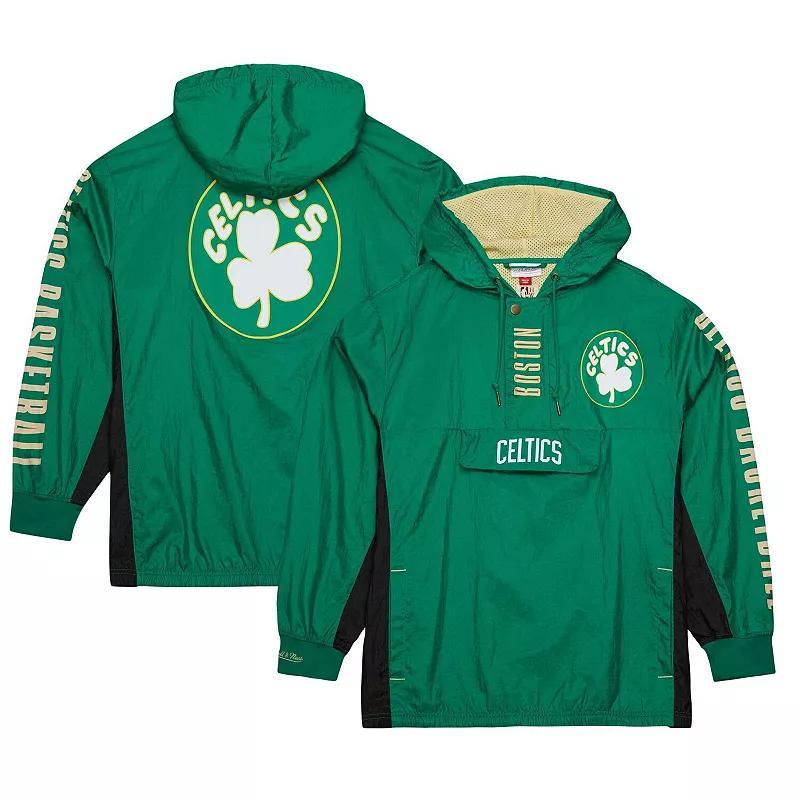 Mens Mitchell & Ness Kelly Boston Celtics Big & Tall Hardwood Classics Team OG 2.0 Anorak Hoodie Quarter-Zip Windbreaker Jacket Product Image