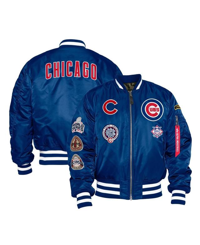 Mens New Era x Alpha Industries Royal Chicago Cubs Reversible Full-Zip Bomber Jacket Product Image