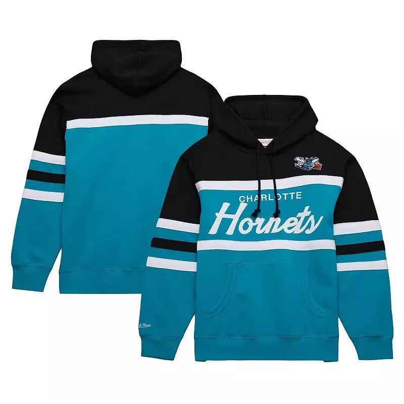 Mens Mitchell & Ness Teal/Black Charlotte Hornets Head Coach Pullover Hoodie Product Image