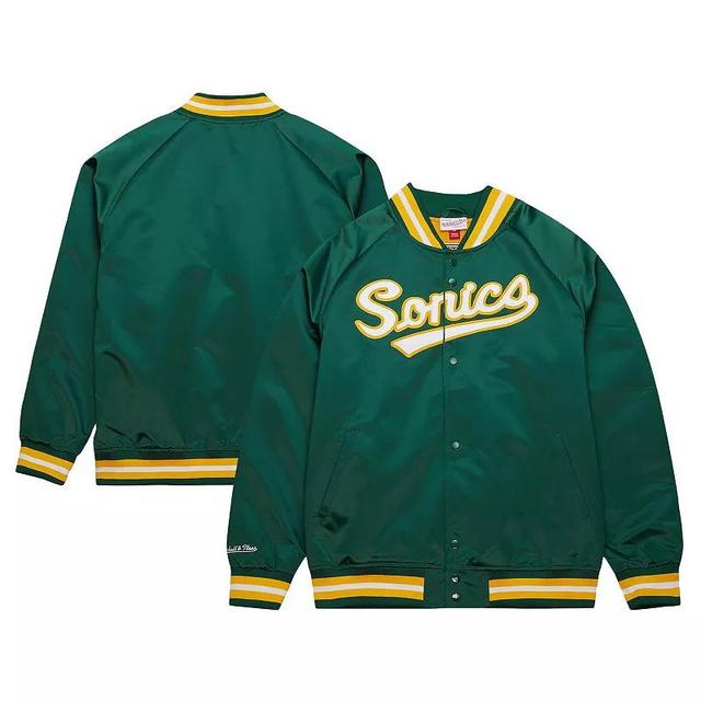 Mens Mitchell & Ness Green Seattle SuperSonics Hardwood Classics Throwback Wordmark Raglan Full-Snap Jacket Product Image