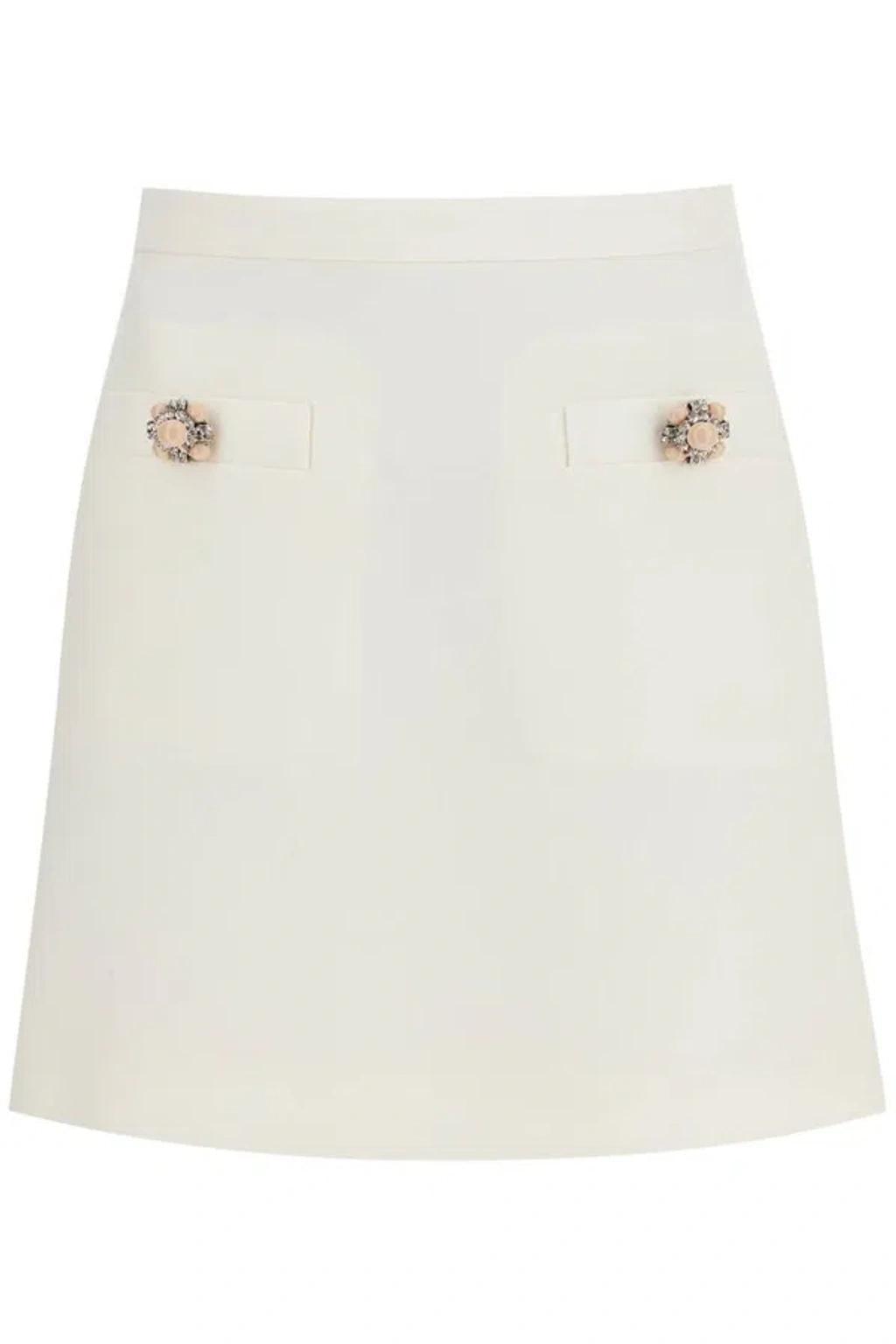 VALENTINO Short Crepe Couture Skirt In Ivory Product Image