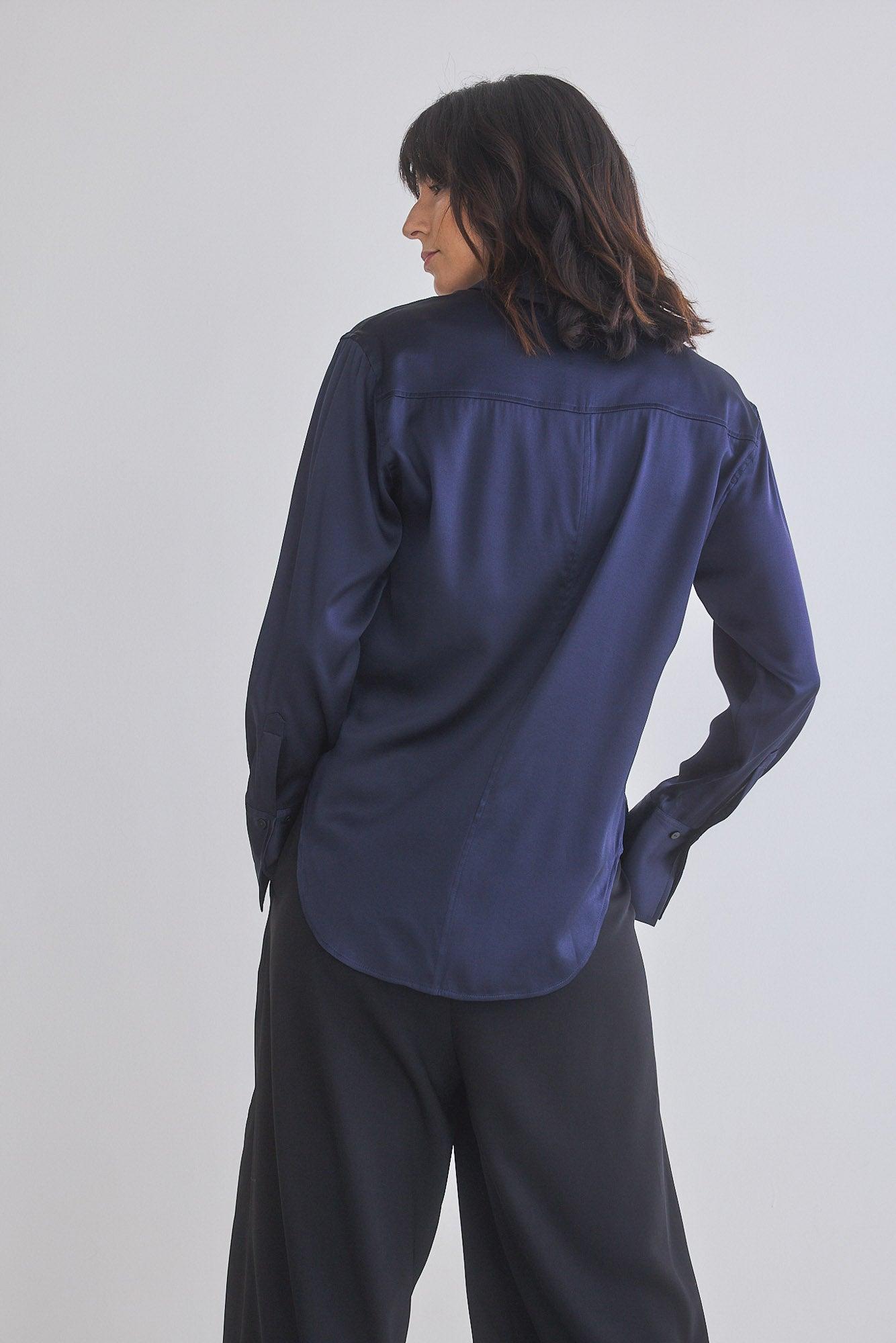 Shift Your Gaze Silk Button Down Blouse Product Image