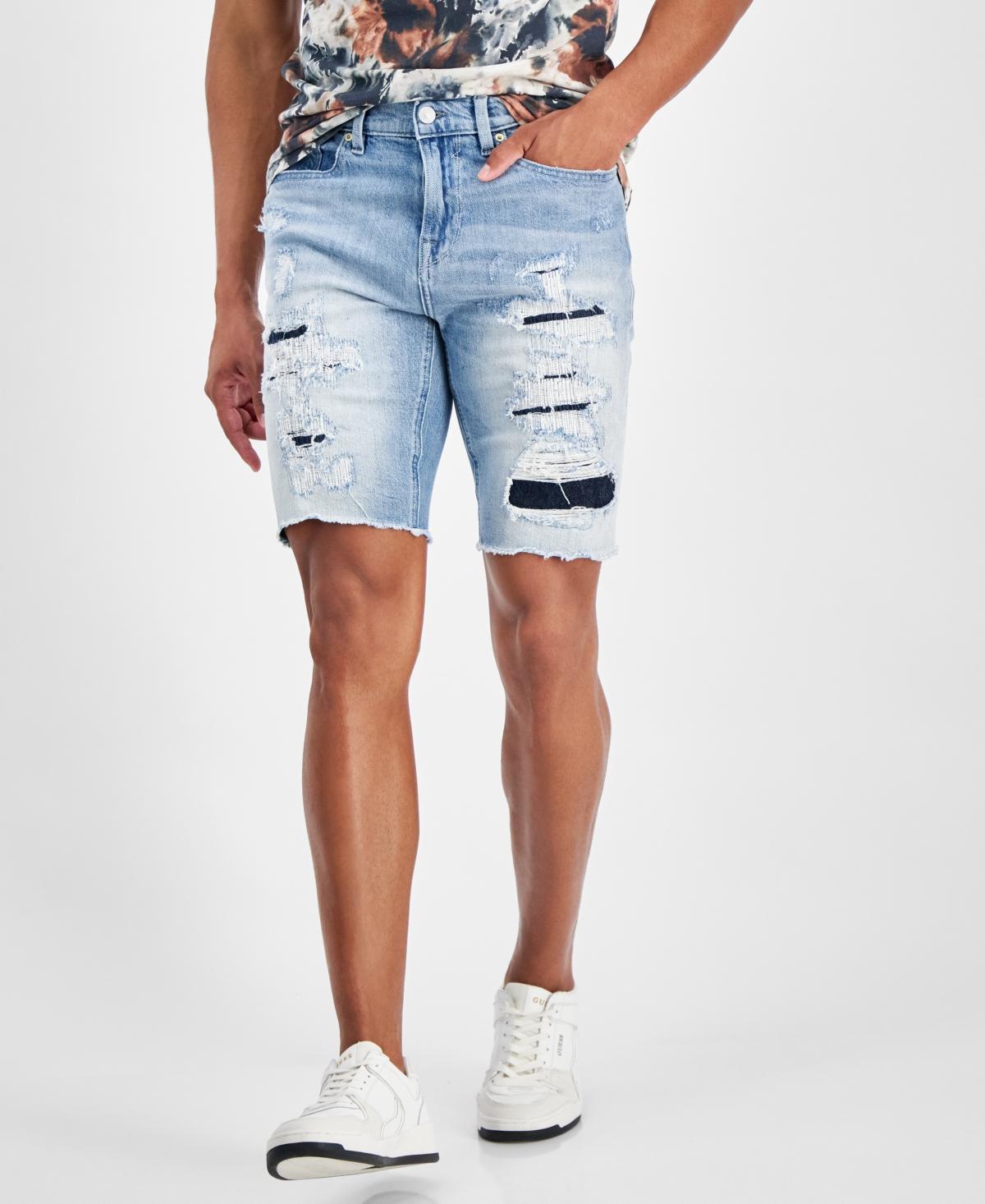 Guess Mens Logan Slim-Fit Destroyed Denim Shorts Product Image