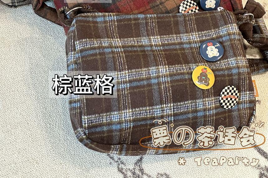 Plaid Crossbody Bag / Bag Charm / Coin Purse / Set Product Image