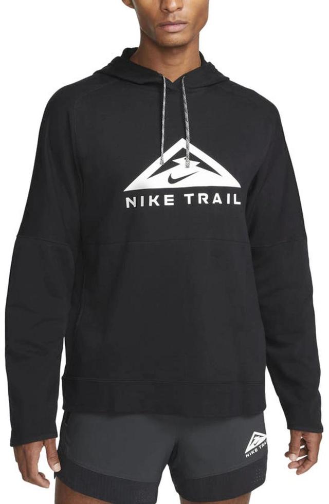 NIKE Trail Magic Hour Logo-print Cotton-blend Dri-fit Hoodie In Black/black/white Product Image