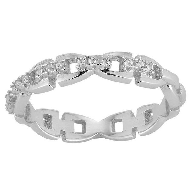 Sunkissed Sterling Cubic Zirconia Link Chain Ring, Womens Silver Tone Product Image