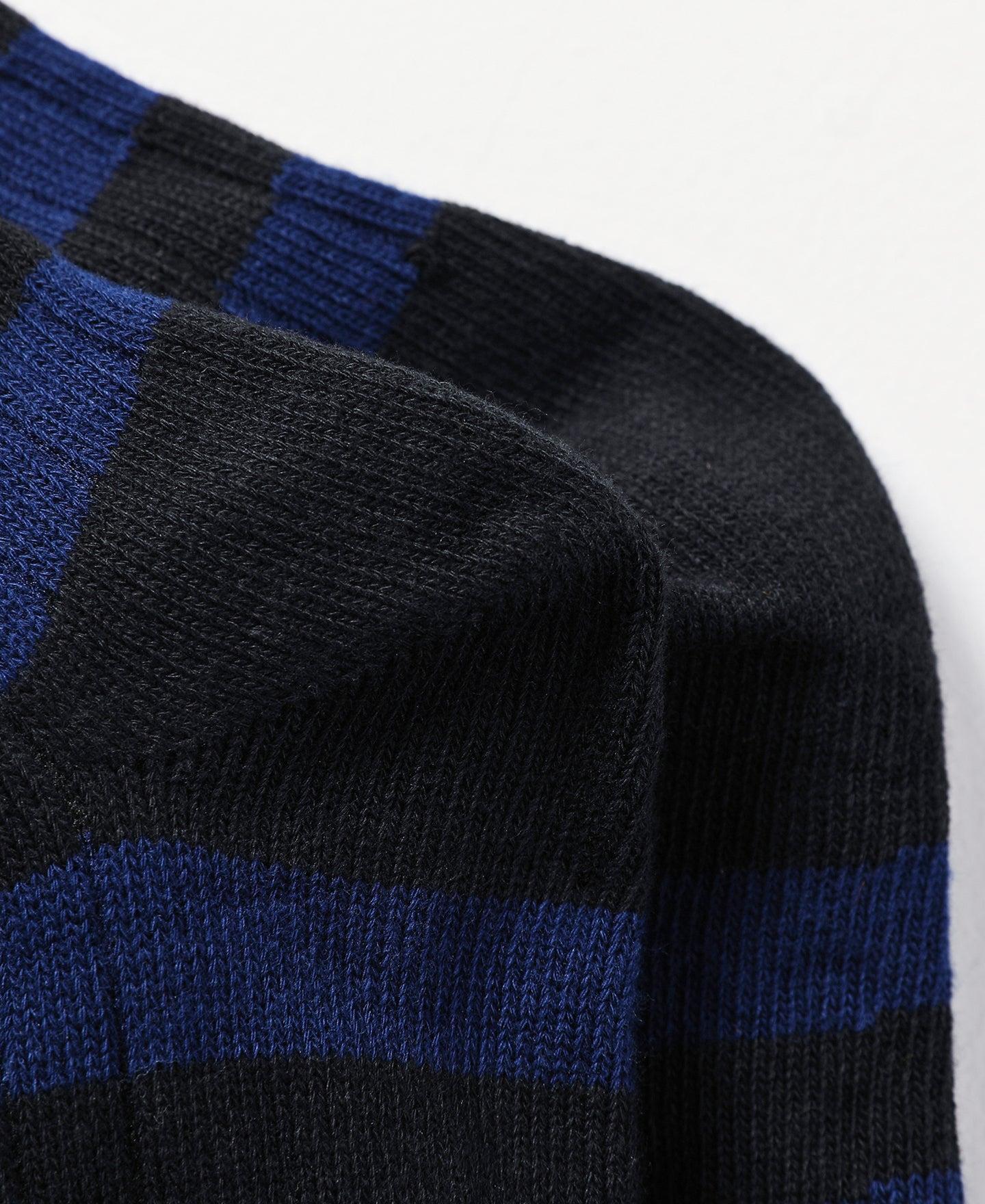 Retro Striped Cotton Socks - Black/Blue Product Image