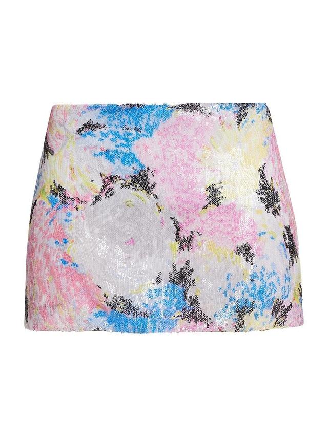 Womens Sequin Floral Miniskirt Product Image