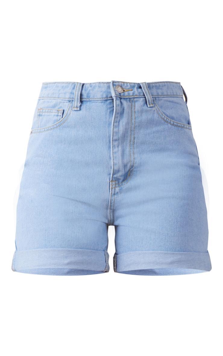 Tall Mid Blue Wash Turn Up Denim Shorts Product Image